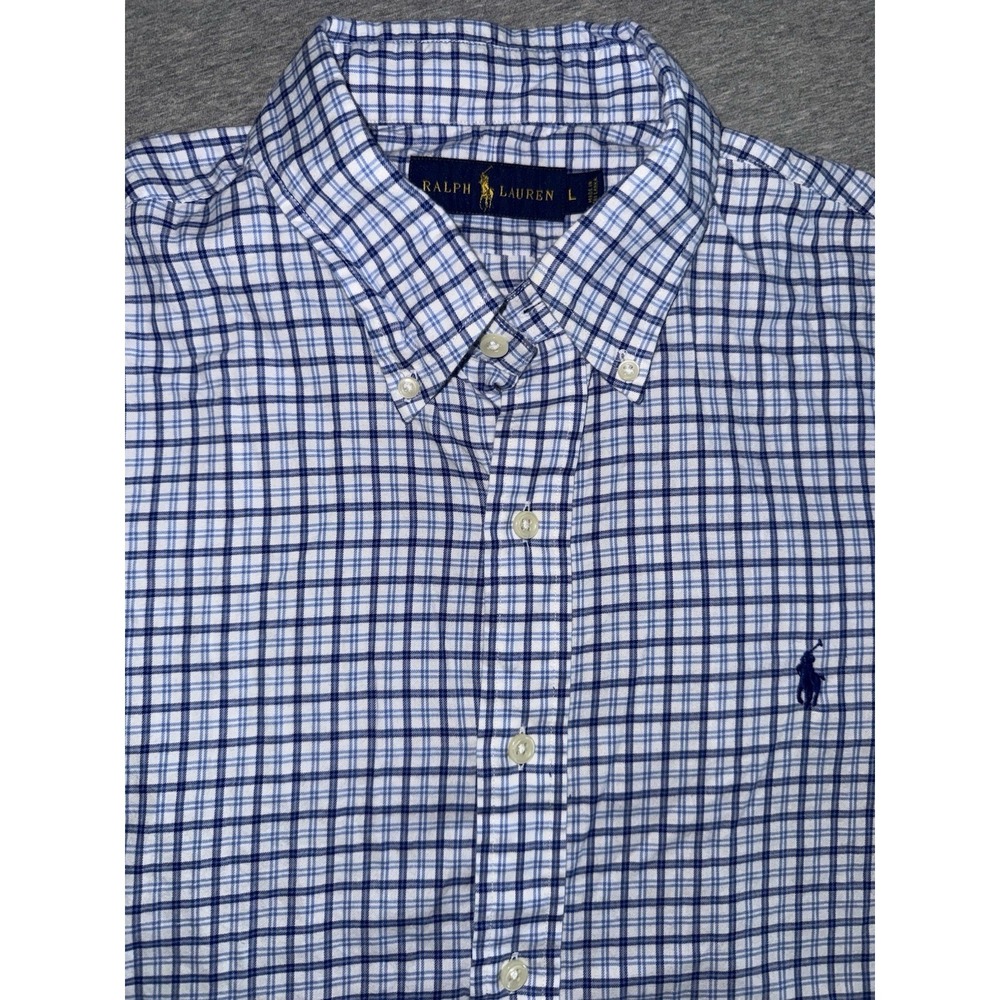 Ralph Lauren Mens Casual Button Down Shirt Size Large Classic Fit Blue Plaid